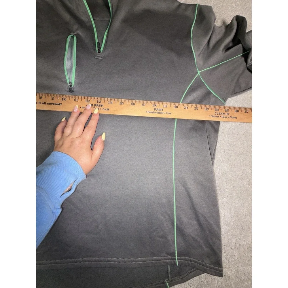 Peter Millar Warm Series 4 Mens XL Gray Green Trim 1/4 Zip Golf Pullover Jacket